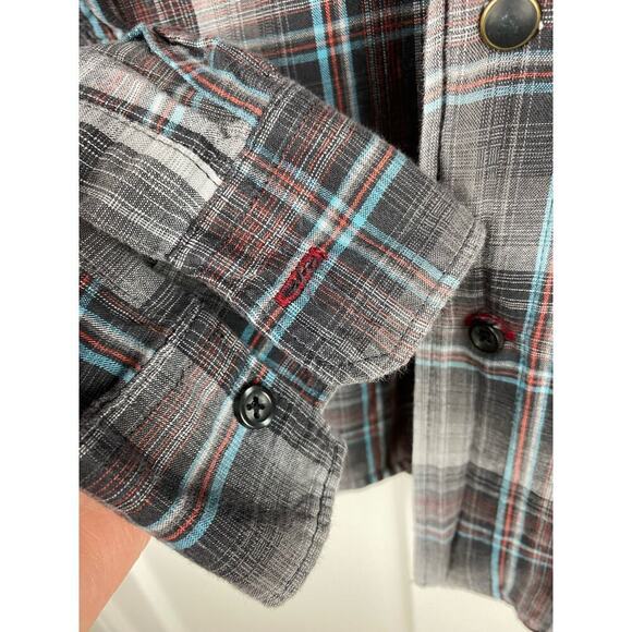 Wrangler Jeans Co Men's XL Gray Black Snap Front Long Sleeve Western Shirt - Picture 3 of 6